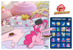 Size: 1024x692 | Tagged: safe, artist:jcosneverexisted, pinkie pie, oc, oc:cookie dough, g4, cake, menu, war, worms (video game)