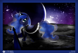 Size: 2900x2000 | Tagged: safe, artist:bvsquare, princess luna, g4, clothes, dress, earth, female, flag, high res, moon, solo, stars, sun