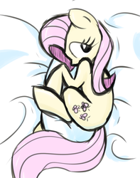 Size: 1269x1613 | Tagged: safe, fluttershy, g4, bed, looking at you, lying, on side, sketch