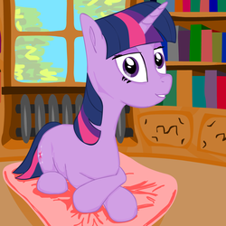 Size: 1080x1080 | Tagged: safe, artist:snecy, twilight sparkle, pony, unicorn, g4, female, looking at you, lying down, mare, prone, solo, unicorn twilight