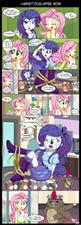 Size: 1500x4150 | Tagged: safe, artist:lucy-tan, curtis pawpower, fluttershy, rarity, hamster, equestria girls, g4, hamstocalypse now, backpack, boots, bound, bracelet, breasts, clothes, comic, engrish, female, high heel boots, jewelry, lockers, raised leg, rope, skirt, tank top