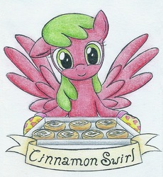 Size: 658x714 | Tagged: safe, artist:islamilenaria, cinnamon swirl, pegasus, pony, g4, solo, traditional art