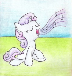 Size: 655x694 | Tagged: safe, artist:islamilenaria, sweetie belle, g4, female, singing, solo, traditional art