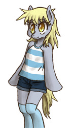 Size: 532x900 | Tagged: safe, artist:inuleeli, derpy hooves, semi-anthro, g4, clothes, socks