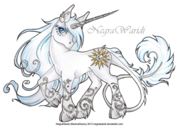 Size: 1000x717 | Tagged: safe, artist:negrawaridi, oc, oc only, classical unicorn, horn, leonine tail, solo