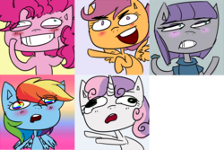 Size: 1441x961 | Tagged: safe, artist:astrequin, maud pie, pinkie pie, rainbow dash, scootaloo, sweetie belle, g4