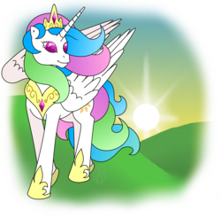 Size: 1656x1632 | Tagged: safe, artist:anscathmarcach, princess celestia, twinkle eyed pony, g1, g4, female, g4 to g1, generation leap, solo