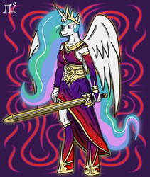 Size: 800x950 | Tagged: safe, artist:lucandreus, princess celestia, anthro, g4, clothes, sword, warrior celestia