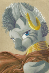 Size: 942x1388 | Tagged: safe, artist:skybounddeos, zecora, zebra, g4, female, solo, traditional art