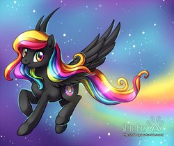 Size: 600x502 | Tagged: safe, artist:shinepawpony, oc, oc only, neon, rainbow hair, solo