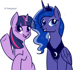 Size: 489x468 | Tagged: safe, artist:lulubell, princess luna, twilight sparkle, ask princess luna, g4, ask, simple background, tumblr, white background