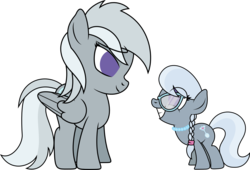 Size: 2013x1372 | Tagged: safe, artist:ideltavelocity, silver spoon, silverspeed, earth pony, pegasus, pony, g4, duo, inkscape, mama silverspeed, mother and daughter, simple background, transparent background