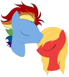 Size: 610x685 | Tagged: safe, artist:karmadash, big macintosh, rainbow dash, g4, female, macareina, maclellan, male, portrait, rainbow blitz, rainbow rush, rule 63, shipping, straight