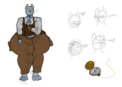 Size: 1400x1000 | Tagged: safe, artist:facade, oc, oc only, oc:mia pennington, diamond dog, anthro, digitigrade anthro, expressions, fat, female diamond dog, impossibly wide hips, pocket watch, solo, steampunk, wide hips