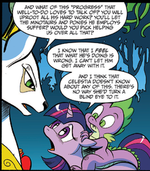 Size: 671x766 | Tagged: safe, idw, official comic, king aspen, spike, twilight sparkle, alicorn, deer, dragon, pony, g4, spoiler:comic, spoiler:comic27, dragons riding ponies, female, idw advertisement, male, mare, panel, riding, speech bubble, spike riding twilight, stag, twilight sparkle (alicorn)