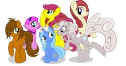 Size: 1024x542 | Tagged: safe, artist:avarick, oc, oc only, oc:cinnamon stick, oc:cobalt, oc:rhythm a cappella, oc:show stopper, oc:stirling silver, oc:sweet words, pony, female, filly, male, mare, nurse, stallion