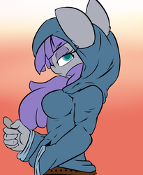 Size: 1280x1561 | Tagged: safe, artist:madacon, boulder (g4), maud pie, earth pony, anthro, g4, clothes, female, hoodie, solo