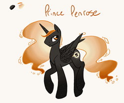 Size: 1200x1000 | Tagged: safe, artist:hippykat13, artist:sabokat, oc, oc only, oc:prince penrose, alicorn, black hole pony, pony, alicorn oc, black hole, gradient mane, looking away, ponified, simple background