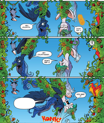 Size: 1073x1258 | Tagged: safe, idw, philomena, princess celestia, princess luna, tiberius, phoenix, g4, spoiler:comic, pun, template