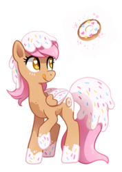 Size: 536x756 | Tagged: safe, artist:tsurime, oc, oc only, donut pony, food pony, original species, donut, heart eyes, licking lips, simple background, solo, tongue out, transparent background, wingding eyes