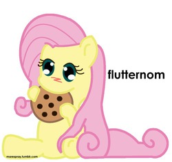 Size: 500x470 | Tagged: safe, artist:marespray, fluttershy, g4, blushing, cookie, cute, female, hoof hold, nom, shyabetes, solo