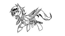 Size: 1280x720 | Tagged: safe, artist:ask-the-daredevil-ponies, oc, oc only, oc:frosty winds, fallout equestria, fallout equestria: memories, monochrome, stealing