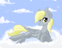 Size: 2000x1562 | Tagged: safe, artist:wolfypon, derpy hooves, pegasus, pony, g4, cloud, cloudy, female, sky, solo