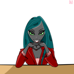 Size: 2048x2048 | Tagged: safe, artist:briarspark, queen chrysalis, equestria girls, g4, equestria girls-ified, female, gendo pose, grin, high res, looking at you, nail polish, simple background, solo, transparent background