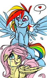 Size: 1200x2000 | Tagged: safe, artist:narnla, fluttershy, rainbow dash, g4, crying, female, lesbian, ship:flutterdash, shipping, simple background, smiling, tears of joy