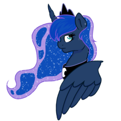 Size: 900x900 | Tagged: safe, artist:tralalayla, princess luna, alicorn, pony, g4, bust, female, horn, jewelry, mare, portrait, profile, regalia, simple background, solo, tiara, transparent background, wings