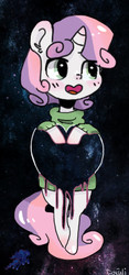 Size: 236x505 | Tagged: safe, artist:foxtali, sweetie belle, g4, clothes, female, heart, solo, space, sweater