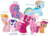 Size: 2879x2076 | Tagged: dead source, safe, artist:atomiclance, cheerilee, cheerilee (g3), pinkie pie, pinkie pie (g3), rainbow dash, rainbow dash (g3), scootaloo, scootaloo (g3), starsong, sweetie belle, sweetie belle (g3), toola-roola, earth pony, pegasus, pony, unicorn, g3, g4, core seven, female, filly, floating, foal, g3 to g4, generation leap, high res, mare, palette swap, recolor, simple background, transparent background