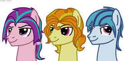 Size: 320x157 | Tagged: safe, artist:asika-aida, adagio dazzle, aria blaze, sonata dusk, earth pony, pony, equestria girls, g4, my little pony equestria girls: rainbow rocks, allegro amoroso, earth pony adagio dazzle, earth pony aria blaze, earth pony sonata dusk, equestria girls ponified, male, ouvertis grandioso, ponified, rule 63, scherzo lesto, simple background, stallion, the blindings, the dazzlings, trio, trio male, white background