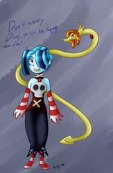 Size: 1300x2000 | Tagged: safe, artist:novaspark, adagio dazzle, sonata dusk, equestria girls, g4, clothes, costume, crossover, duo, skullgirls, species swap, squigly