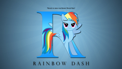 Size: 1920x1080 | Tagged: safe, artist:moongazeponies, artist:pims1978, rainbow dash, g4, alphabet, bedroom eyes, letter, quote, r, vector, wallpaper