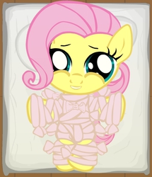 Size: 707x823 | Tagged: safe, artist:gmstav, fluttershy, pegasus, pony, g4, bandage, cute, engrish in the description, female, filly, filly fluttershy, foal, joypony, looking at you, shyabetes, younger