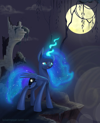 Size: 3044x3733 | Tagged: safe, artist:lol-katrina, princess luna, g4, castle of the royal pony sisters, female, high res, magic, moon, solo