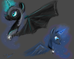 Size: 2500x2000 | Tagged: safe, artist:lol-katrina, nightmare moon, princess luna, g4, duality, high res, spread wings