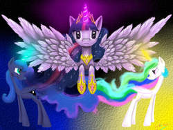 Size: 2000x1500 | Tagged: safe, artist:lol-katrina, princess celestia, princess luna, twilight sparkle, alicorn, pony, g4, female, mare, twilight sparkle (alicorn)