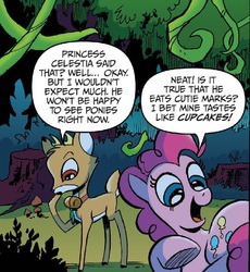 Size: 610x662 | Tagged: safe, artist:andy price, idw, bramble, pinkie pie, deer, fanfic:cupcakes, g4, spoiler:comic, spoiler:comic27, andy you magnificent bastard, comic, crossing the line twice