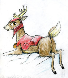 Size: 500x567 | Tagged: safe, artist:el-yeguero, blackthorn, deer, g4, spoiler:comic, butt, fluffy, looking at you, looking back, male, plot, smiling, solo, the ass was fat, traditional art
