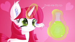 Size: 3840x2160 | Tagged: safe, artist:an-m, crescent pony, lovestruck, mane moon, pony, unicorn, g4, ear fluff, female, glowing horn, heart, heart eyes, high res, horn, levitation, love poison, magic, magic aura, mare, pure unfiltered evil, solo, telekinesis, this will end in tears, wingding eyes