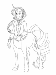 Size: 622x830 | Tagged: safe, artist:mickeym0o, rarity, centaur, g4, female, monochrome, solo, species swap