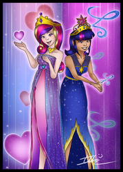 Size: 2598x3626 | Tagged: safe, artist:imotepnicholas, princess cadance, twilight sparkle, human, g4, high res, humanized, twilight sparkle (alicorn)