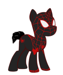 Size: 1200x1419 | Tagged: safe, artist:animepegasus, artist:edcom02, pony, unicorn, spiders and magic: rise of spider-mane, crossover, male, marvel, miles morales, simple background, solo, spider-man, transparent background, ultimate spider-man