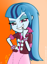 Size: 900x1208 | Tagged: safe, artist:lisan1997, sonata dusk, equestria girls, g4, my little pony equestria girls: rainbow rocks, alternate hairstyle, evil grin, female, loose hair, solo, sonata's alternate hairstyle