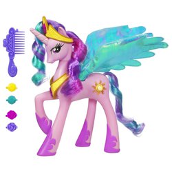 Size: 1500x1500 | Tagged: safe, princess celestia, alicorn, pony, g4, official, barrette, blue wings, brushable, colored wings, comb, electronic toy, female, irl, mare, photo, pinklestia, simple background, solo, stock image, toy, white background, wings