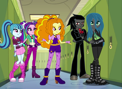 Size: 1024x750 | Tagged: safe, artist:cyrilsmith, adagio dazzle, aria blaze, king sombra, queen chrysalis, sonata dusk, equestria girls, g4, equestria girls-ified, the dazzlings