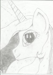 Size: 1280x1819 | Tagged: safe, artist:willywolfy, princess luna, lunadoodle, g4, female, monochrome, solo, traditional art