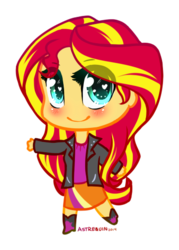 Size: 380x532 | Tagged: safe, artist:astrequin, sunset shimmer, equestria girls, g4, chibi, cute, female, shimmerbetes, solo